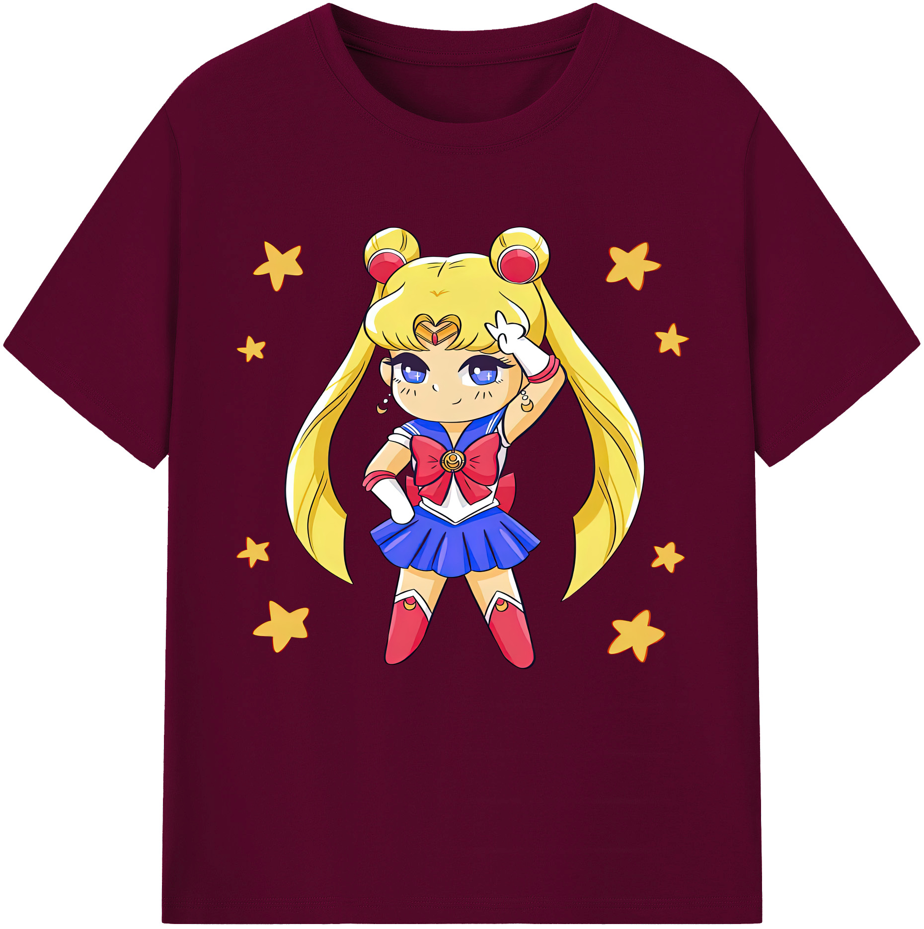 （画像用） 美少女戦士セーラームーン 月野 うさぎ つきの うさぎ Sailor Moon Tsukino Usagi レディースカジュアルプリントTシャツ（綿100％）